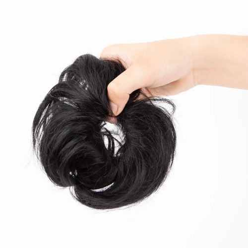 Single rubber Messy Bun in Black, perfect hair extensions for easy styling | Capilus